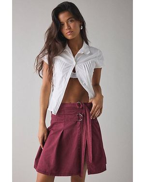 Kimchi Blue Ginny Double Buckle-Front Pleated Midi Skirt - Purple