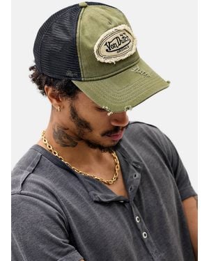 Von Dutch Khaki Herringbone Trucker Cap - Green
