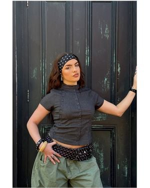Urban Outfitters Uo Laurna Double Button Blouse - Grey