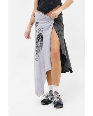 Jaded London Sasha Asymmetric T-shirt Midi Skirt - White
