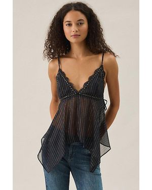 Kimchi Blue Spellbound Lace Trim Hanky Hem Babydoll Cami - Black