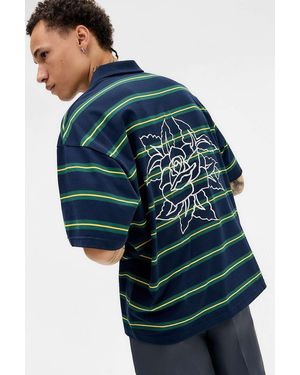 Ed Hardy Uo Exclusive Navy Rose Stripe Top - Blue