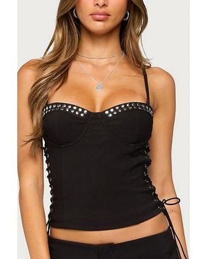 Edikted Kasha Lace Up Studded Corset - Black