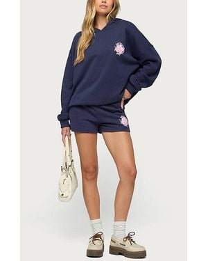 Edikted Beach Bloom Sweat Shorts - Blue