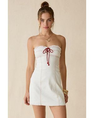 BDG Surfs Up Lace-Up Strapless Denim Mini Dress - Natural