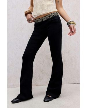 Motel Rosimo Black Flared Trousers - Blue