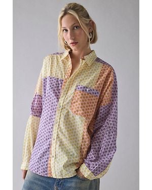 BDG Alex Oversized Cotton Button-Down Shirt - Multicolor