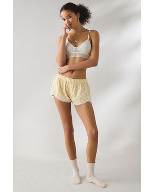 Out From Under Pillow Pretty Lace Trim Boxer Shorties - Natural