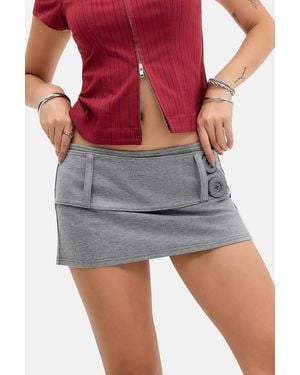 Urban Outfitters Uo Paloma Big Button Micro Skort - Grey