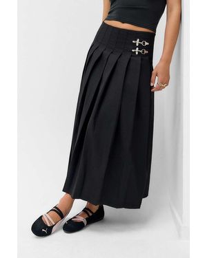 Lioness Fame Pleated Midi Skirt - Black