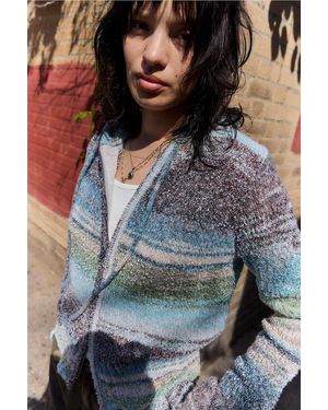 Daisy Street Space Dye Knit Hoodie Xs At Urban Outfitters - Blue