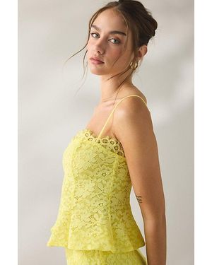 AFRM Ari Lace Peplum Camisole - Yellow