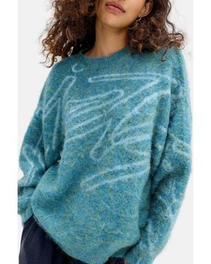 iets frans... Graffiti Brushed Knit Jumper - Blue