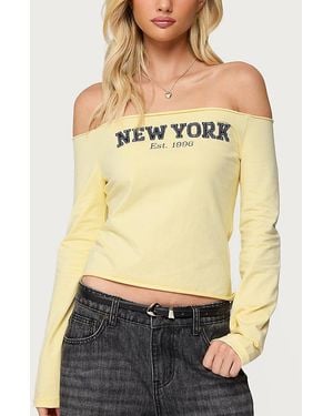 Edikted New York Babe Off Shoulder Top - Natural