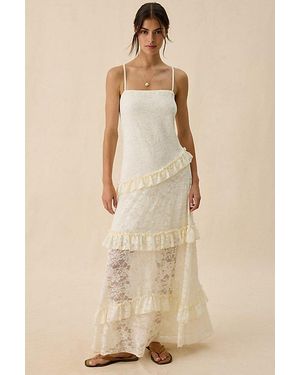 Kimchi Blue Stardust Petals Asymmetric Ruffle Lace Maxi Dress - Natural