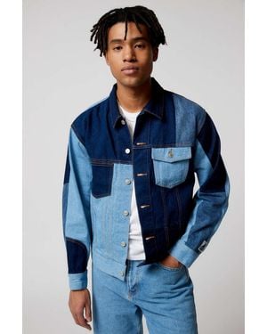 X-Large Patchwork Denim Jacket - Blue
