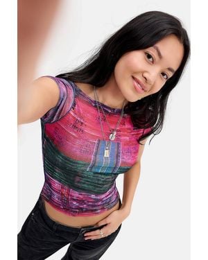 Urban Outfitters Uo Frankie Print Short Sleeve T-shirt - Pink