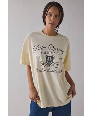 Urban Outfitters Palm Springs Prestige Sports Club Crest Crest Graphic Oversized T-Shirt Dress - Yellow