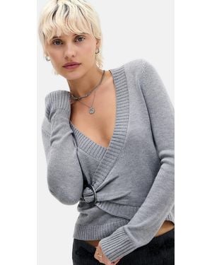 Urban Outfitters Uo Harli Buckle Wrap Jumper - Grey