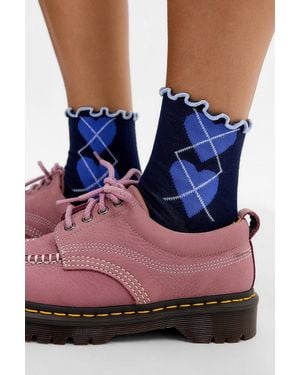 Out From Under Argyle Ankle Socks - Blue