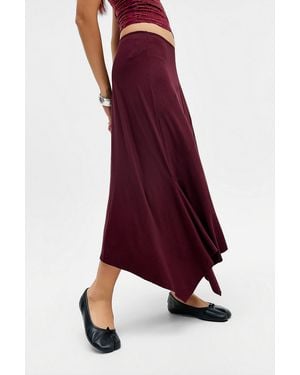 Motel Burgundy Temisi Asymmetrical Midi Skirt - Red