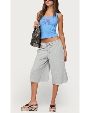 Edikted Camo Rush Oversized Bermuda Shorts - Blue
