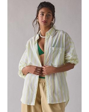 BDG Alex Breezy Cotton Oversized Button-Down Shirt - Gray