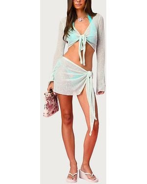 Edikted Island Barbie Sheer Glitter Knit Sarong - Red