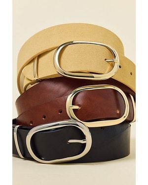 BDG Kayla Oval Buckle Wide Leather Belt - Brown