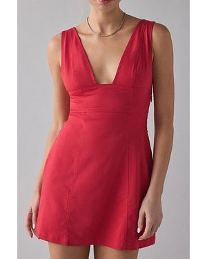 Urban Outfitters Uo Guilty Pleasure Plunging V-Neck Mini Dress - Red