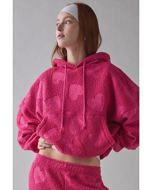 Out From Under Try Me Piled Fleece Bubble Hoodie Sweatshirt - Pink