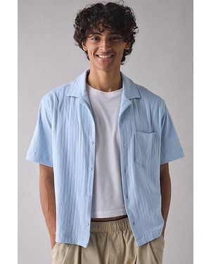 Urban Outfitters Uo Ribbed Knit Boxy Short Sleeve Shirt Top - Blue