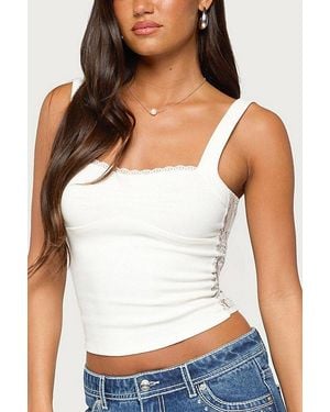Edikted Zeana Lacey Tank Top - White