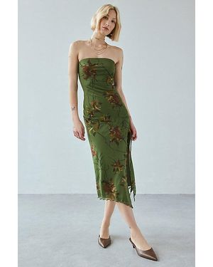 Urban Outfitters Uo Samara Mesh Strapless Midi Dress - Green