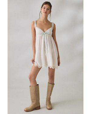 Elevator Disco Romantic Crush Ribbon + Lace Trim Babydoll Mini Dress - Multicolour