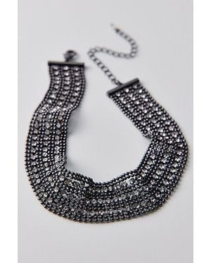 Urban Outfitters Blaine Rhinestone Metal Mesh Choker Necklace - Gray