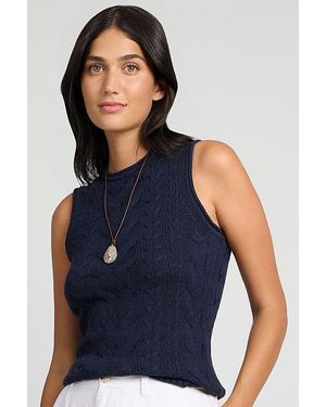 Onia Linen Cable Knit Tank Top - Blue