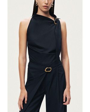Nocturne Asymmetric Buckled Blouse - Blue