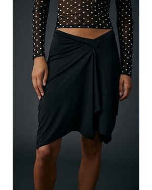 Motel Esmeray Asymmetric Ruffle Low-Rise Knee Length Skirt - Black