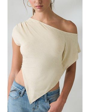 Urban Outfitters Uo Bia Jersey Knit Asymmetric Off-The-Shoulder Poncho Top - Blue