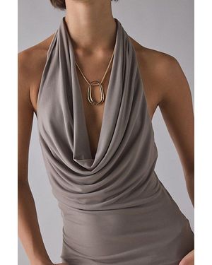 Silence + Noise Coyote Cowl Neck Halter Top - Brown