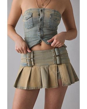 BDG Double Trouble Belted Denim Micro Mini Skort - Multicolor