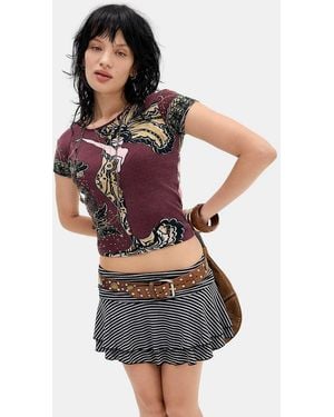 Urban Outfitters Uo Belle Stripe Mini Skirt - Grey