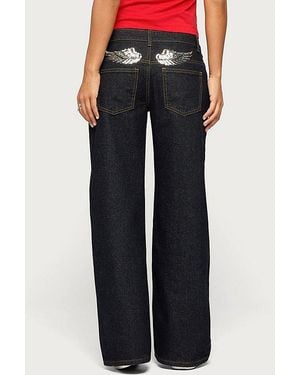 Edikted Angel Babe Low Rise Baggy Jeans - Black