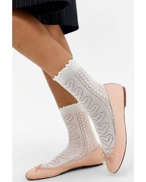 Out From Under Heart Pointelle Lettuce Socks - White