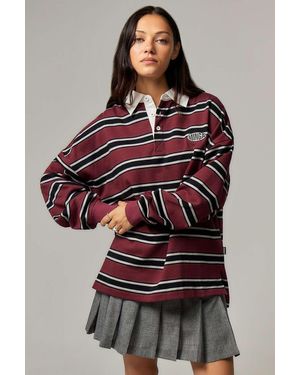 Minga Burgundy Stripe Rugby Shirt - Brown