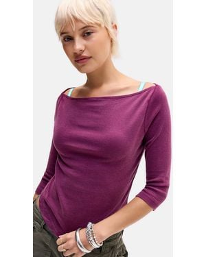 Urban Outfitters Uo Lilee 3/4 Sleeve Basic Tee - Purple