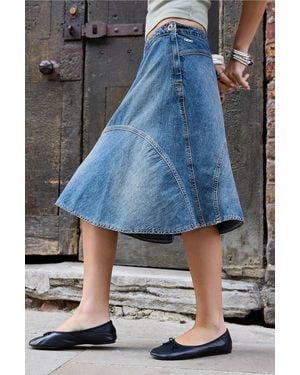 BDG Rowan Denim Midi Skirt 2xs At Urban Outfitters - Blue