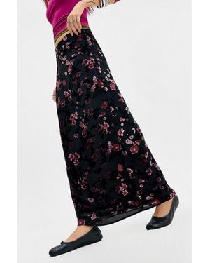 Motel Nirbana Devore Maxi Skirt - Blue