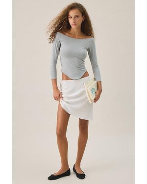 Out From Under Lina Curved Hem 3/4 Sleeve Boatneck Tee - Gray